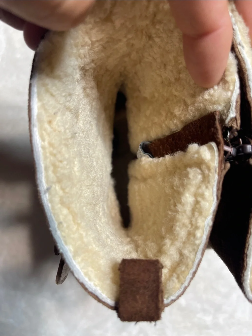 UGG Endell Brown Suede Harness Biker Booties with Tan Strap Accents Size 8.5